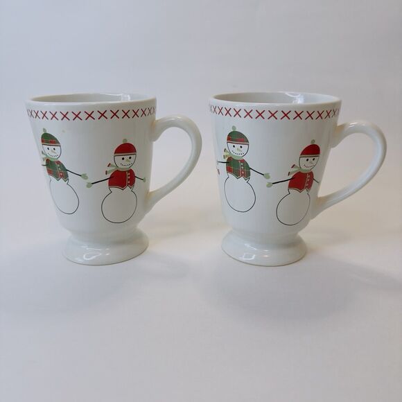 Bay Island Snowman Christmas Cup/Mug 12 oz set of 2 coffee Tea Hot Cocoa Winter - Picture 10 of 11